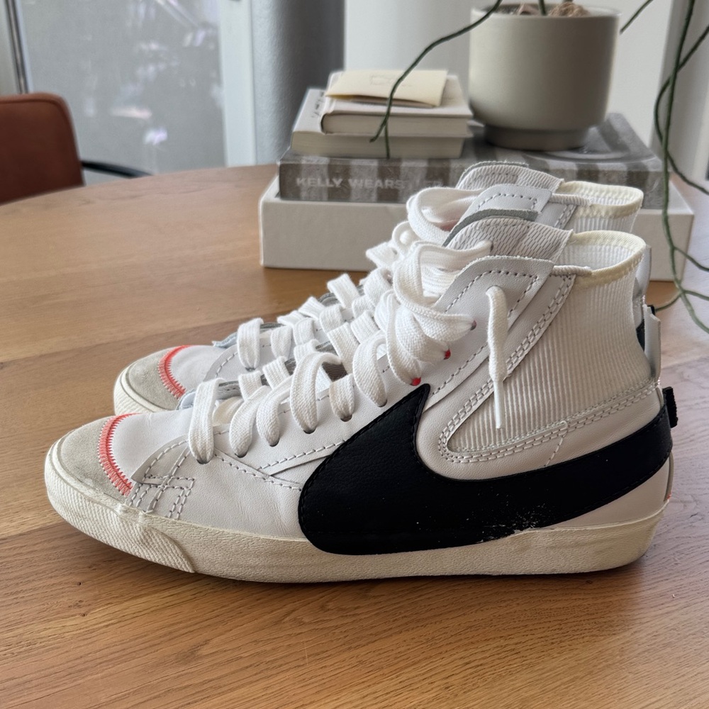 Nice White and Black High-Top Sneakers